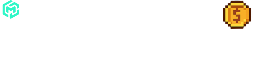 Budget builder interface with pixel art coin icon and bold text, showcasing a game development tool for creating in-game budgets and investments.