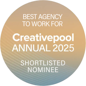 Creative production studio award badge for Creativepool Annual 2025, shortlisting for innovative game art, trailers, animation, and marketing content.