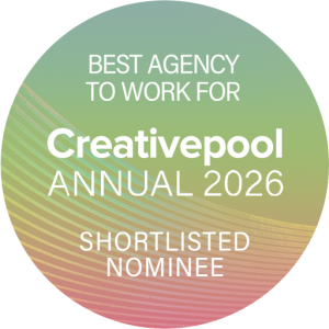 Creativepool Annual 2026 Shortlisted Nominee logo with colorful gradient background.