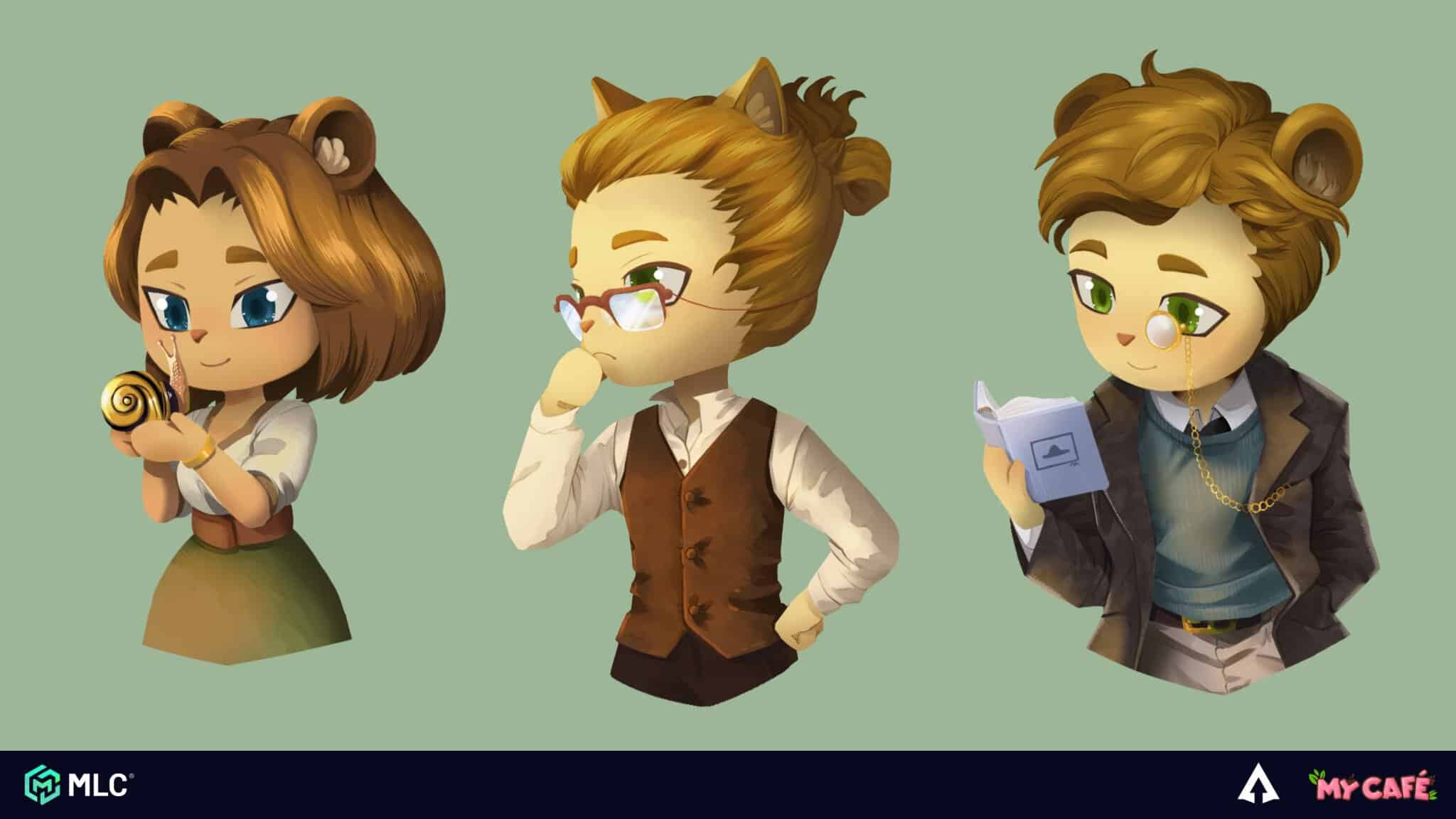 Snout-cute-animal-human-characters-in-stylish-clothing-with-glasses-and-book-posing-on-grey-background-illustration-in-animated-style.