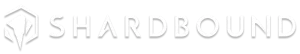 Shardbound logo, stylised emblem with bold text, representing a gaming brand or studio for game development or marketing.