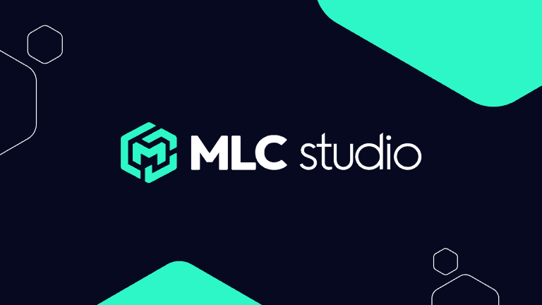 3. Logo of MLC Studio featuring a hexagonal emblem with interconnected lines on a dark background.