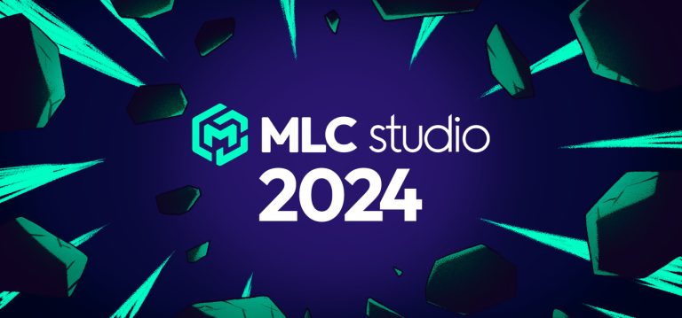 MLC Studio 2024 logo with floating rocks and futuristic effects, representing a creative production studio specialising in game art, trailers, animation, and marketing content for indie to AA game developers.