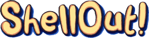 Shout text logo with bold, playful font and colourful 3D effects in vibrant yellow and blue tones.