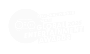 Game awards logo celebrating 2025 with a gaming controller illustration and bold text elements.