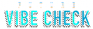Future vibe check digital graphics with glitch effects in vibrant neon colours.