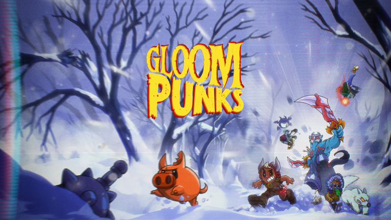 Gloom Punks logo with characters in a dark, eerie forest background.
