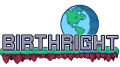 Bithright game logo with a pixel art style and earth globe in the background.