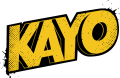 Kayo logo in bold yellow 3D lettering with dotted graffiti style design set against a black background.
